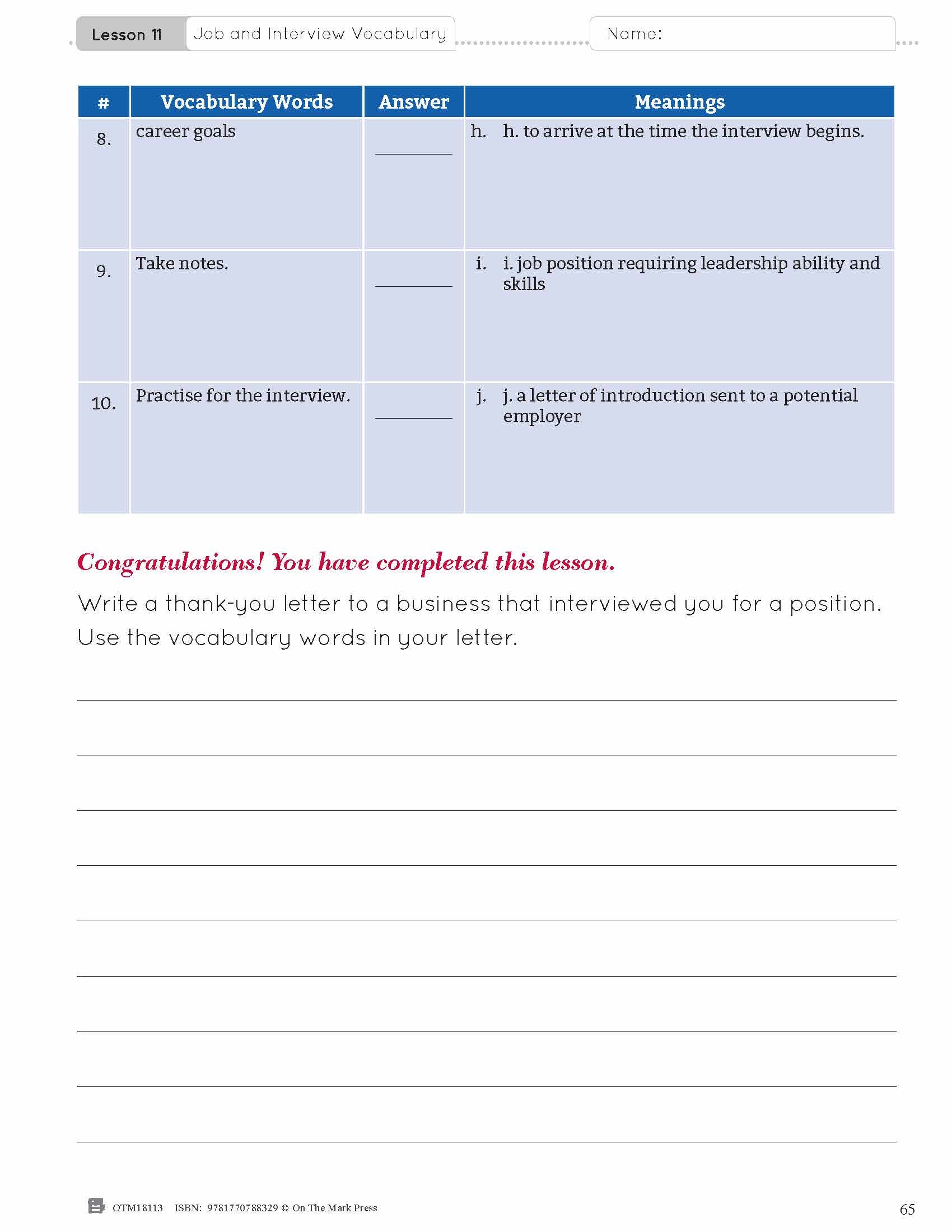ESL - Vocabulary Development for Intermediate Students