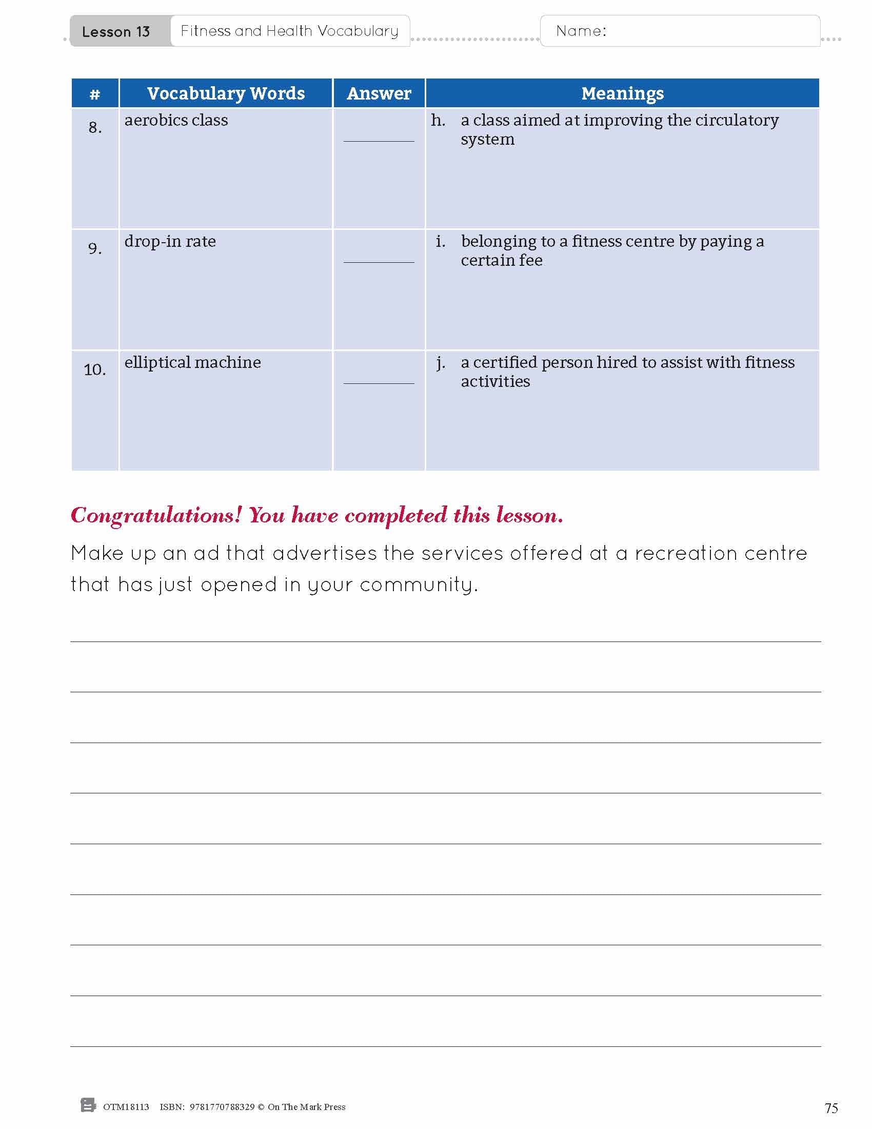 ESL - Vocabulary Development for Intermediate Students
