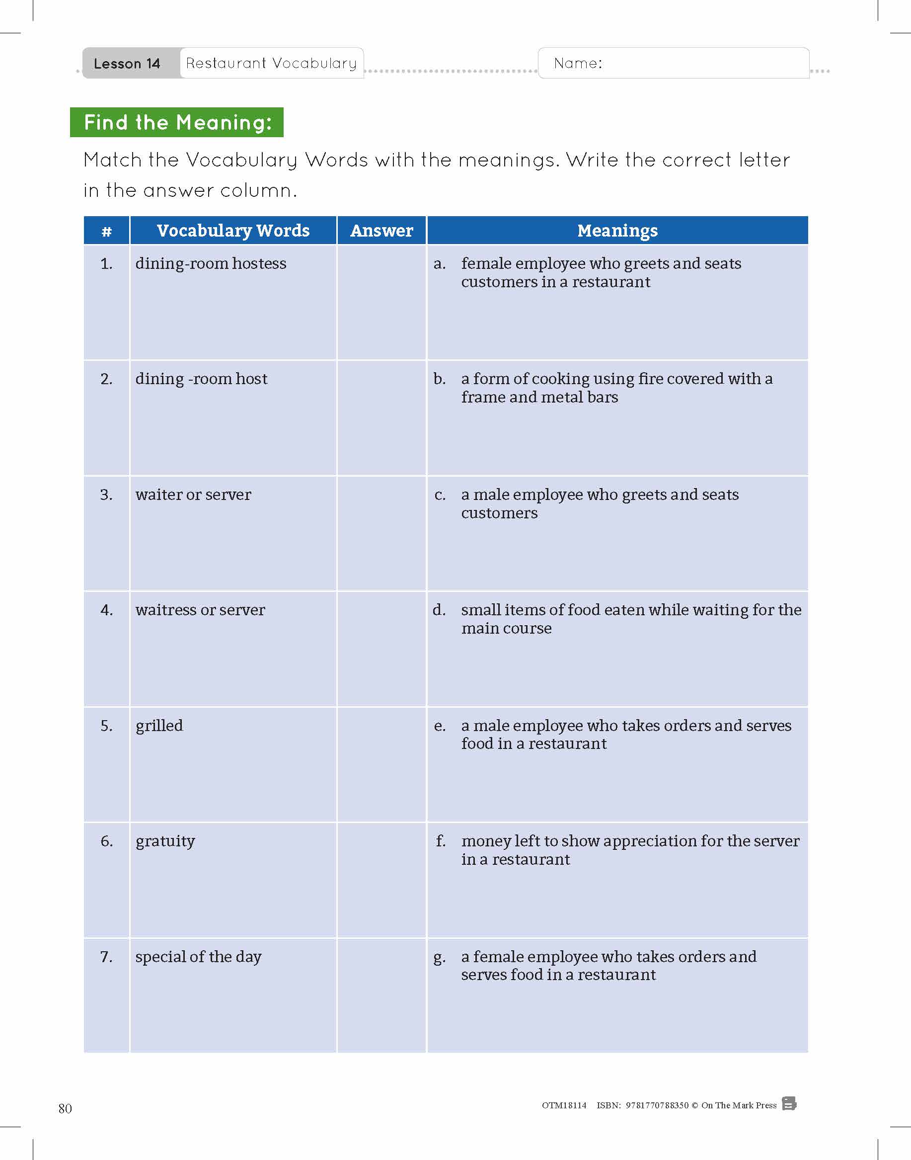 ESL - Vocabulary Development for Advanced Students