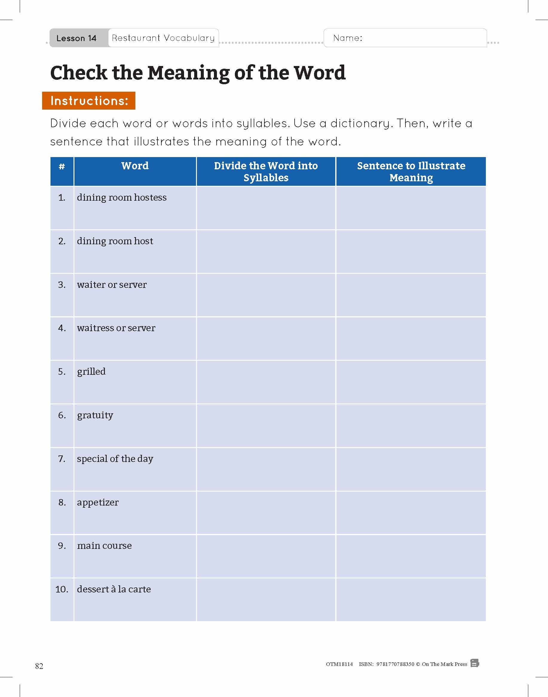 ESL - Vocabulary Development for Advanced Students