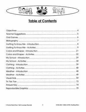 ESL Teaching Ideas Grades Kindergarten to Grade 8