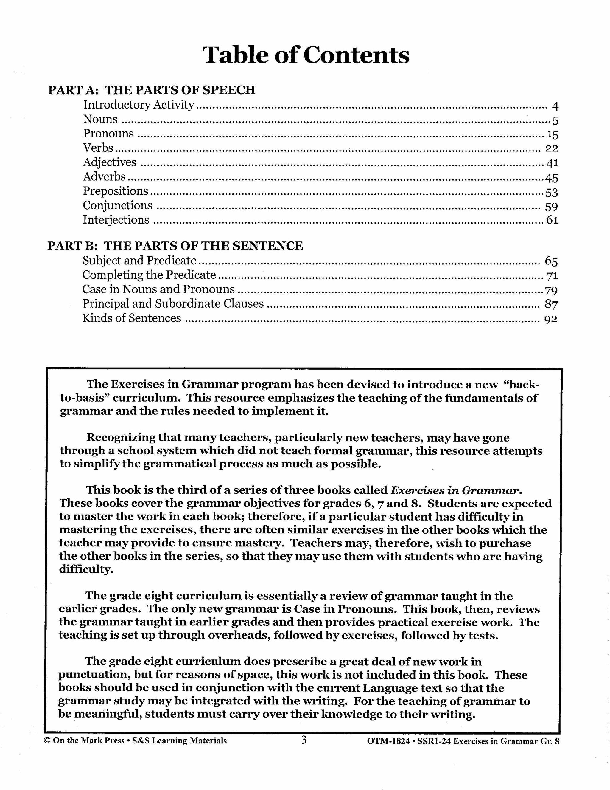 Exercises in Grammar Grade 8