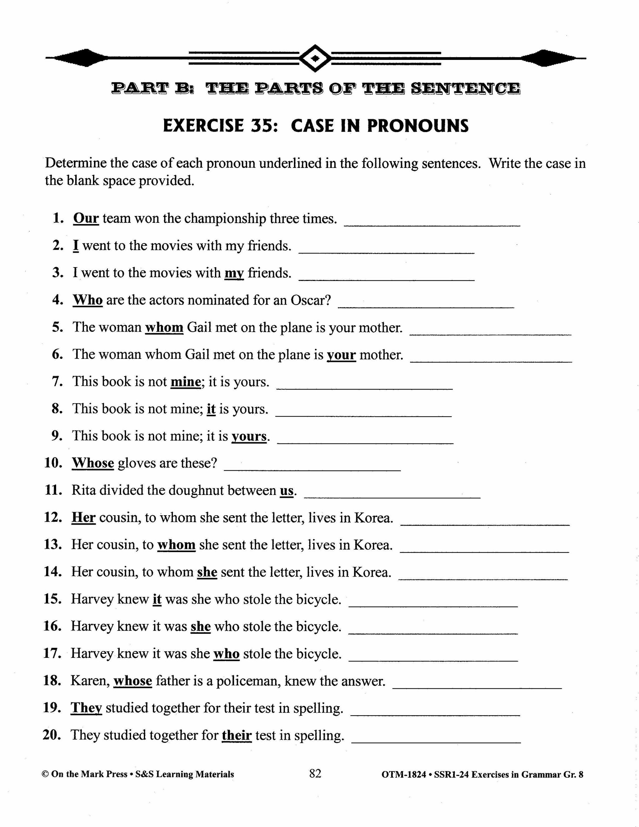 Exercises in Grammar Grade 8