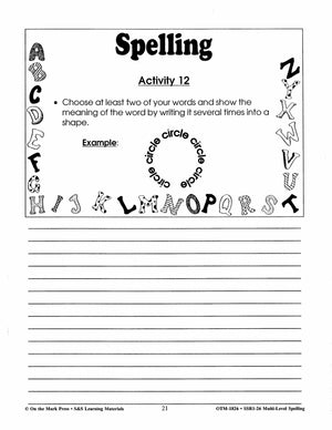 Spelling Work Sheets and Word Lists for Multi Level Student Abilities