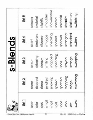 Spelling Work Sheets and Word Lists for Multi Level Student Abilities