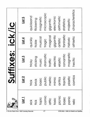 Spelling Work Sheets and Word Lists for Multi Level Student Abilities