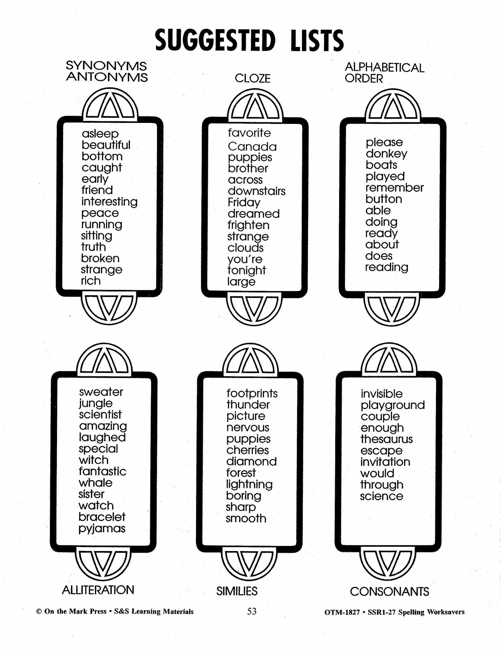 Spelling Worksavers #1 Grades 3-5