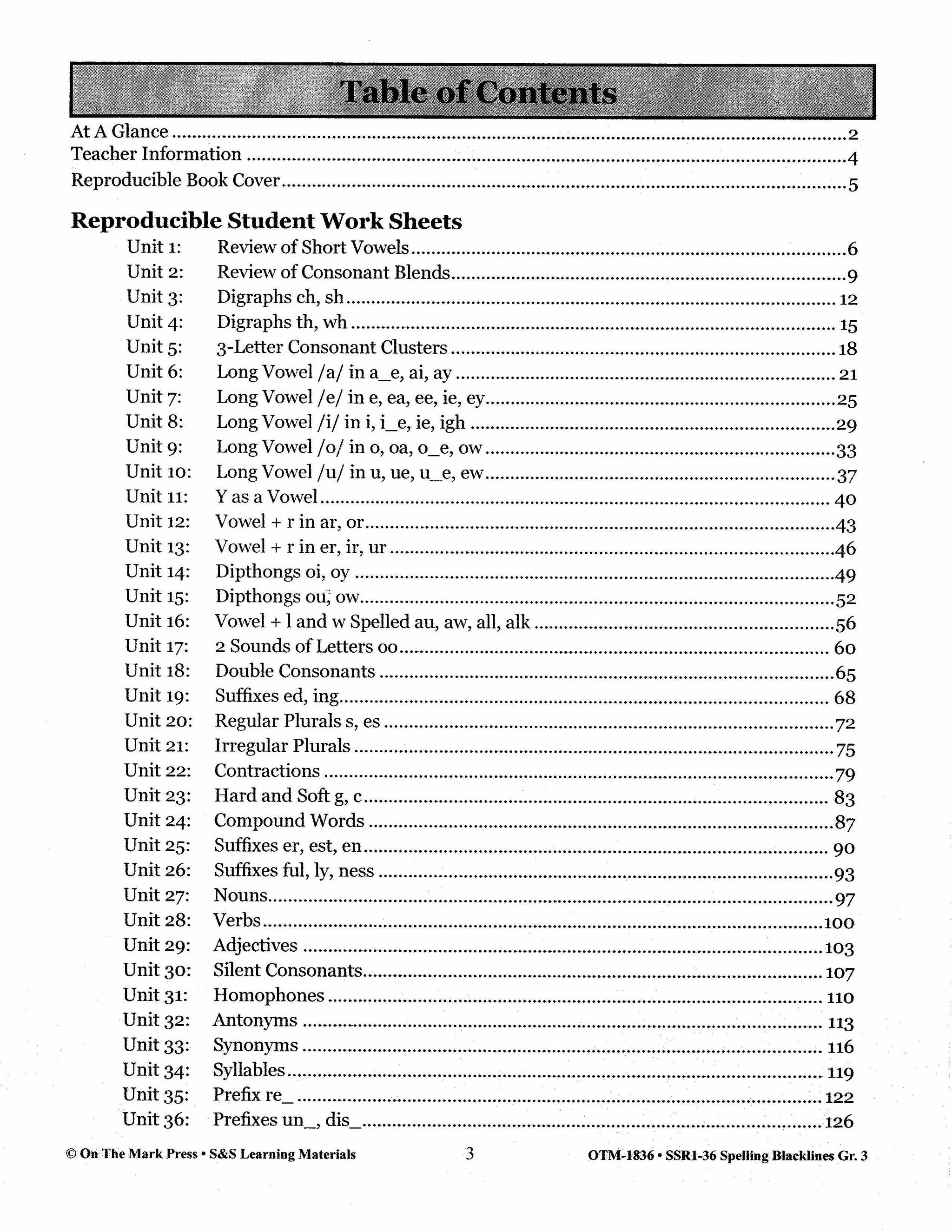 Spelling Grade 3 Worksheets - 36 Weeks - A FULL YEAR!