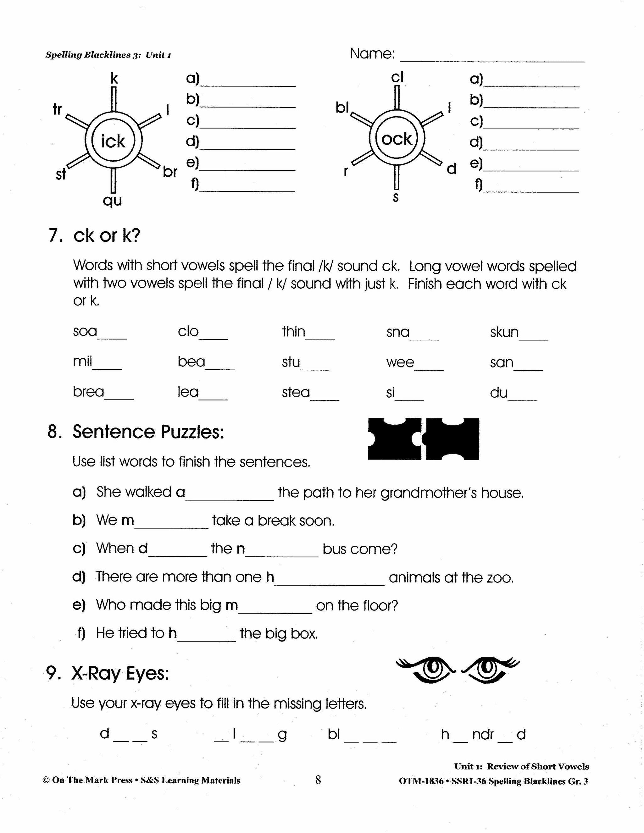 Spelling Grade 3 Worksheets - 36 Weeks - A FULL YEAR!