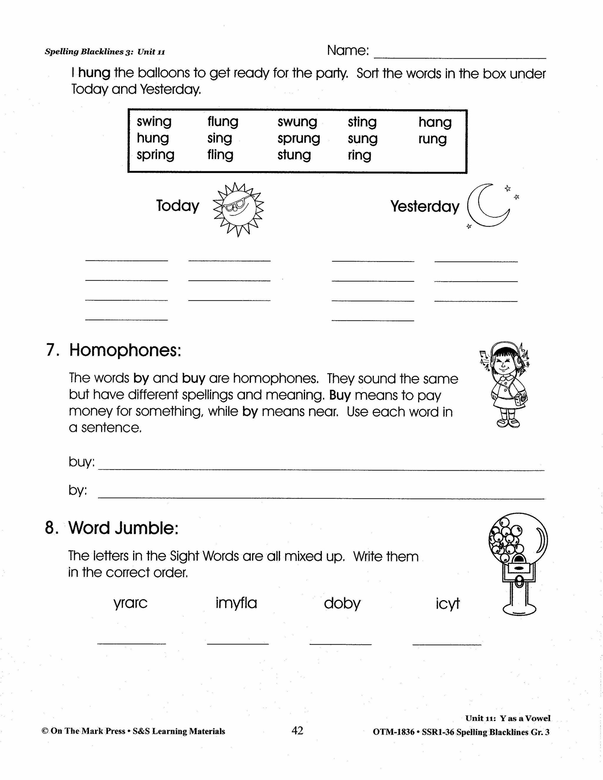 Spelling Grade 3 Worksheets - 36 Weeks - A FULL YEAR!