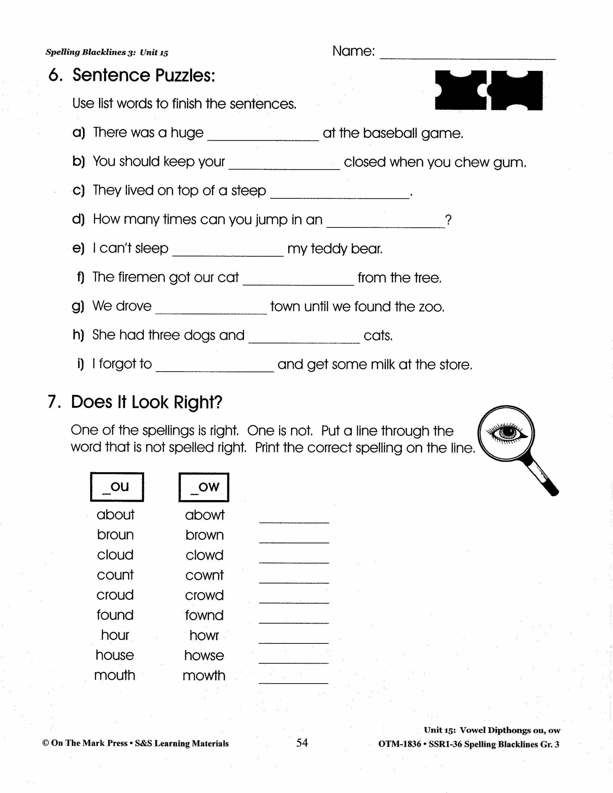 Spelling Grade 3 Worksheets - 36 Weeks - A FULL YEAR!