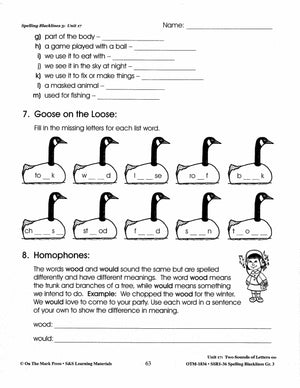 Spelling Grade 3 Worksheets - 36 Weeks - A FULL YEAR!