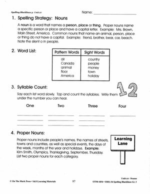 Spelling Grade 3 Worksheets - 36 Weeks - A FULL YEAR!