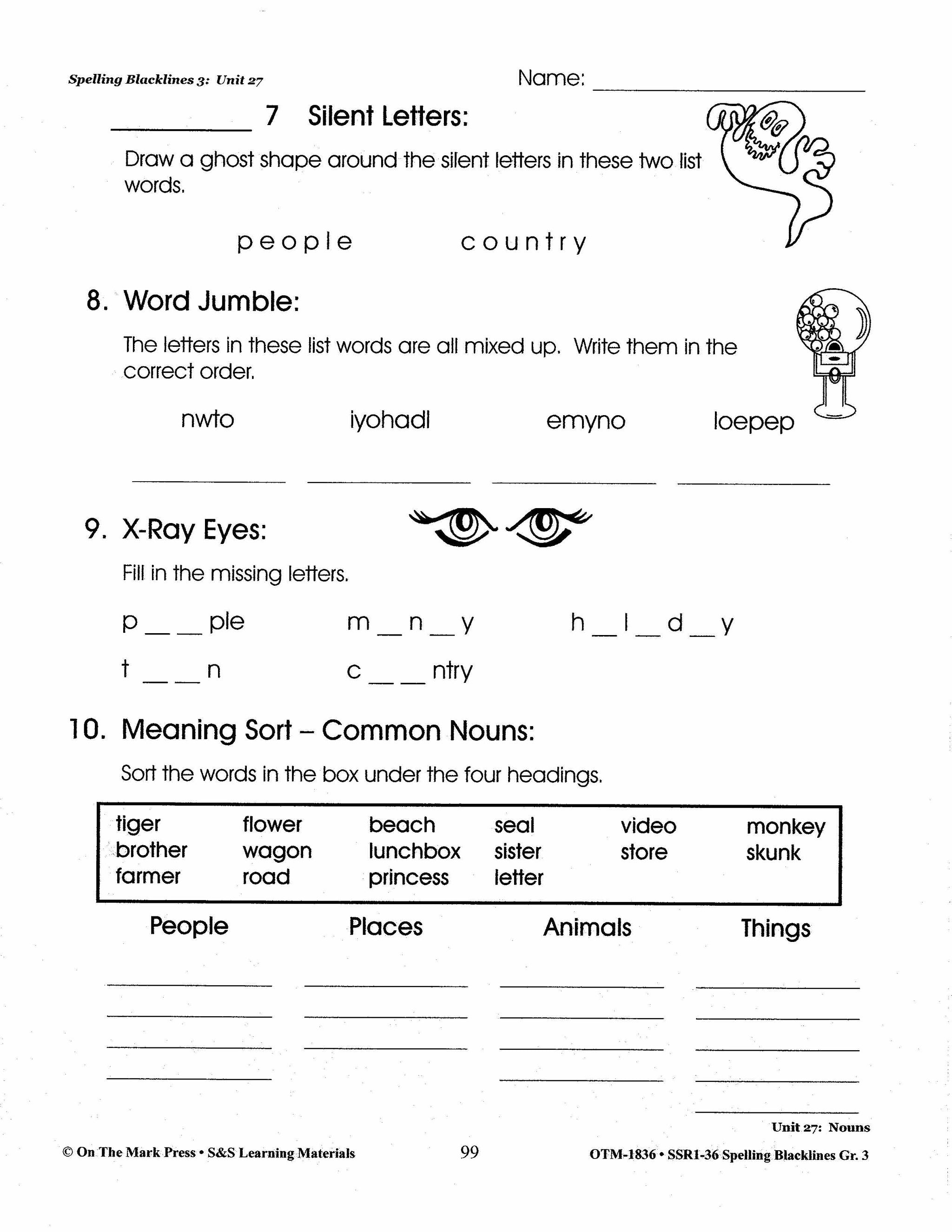Spelling Grade 3 Worksheets - 36 Weeks - A FULL YEAR!