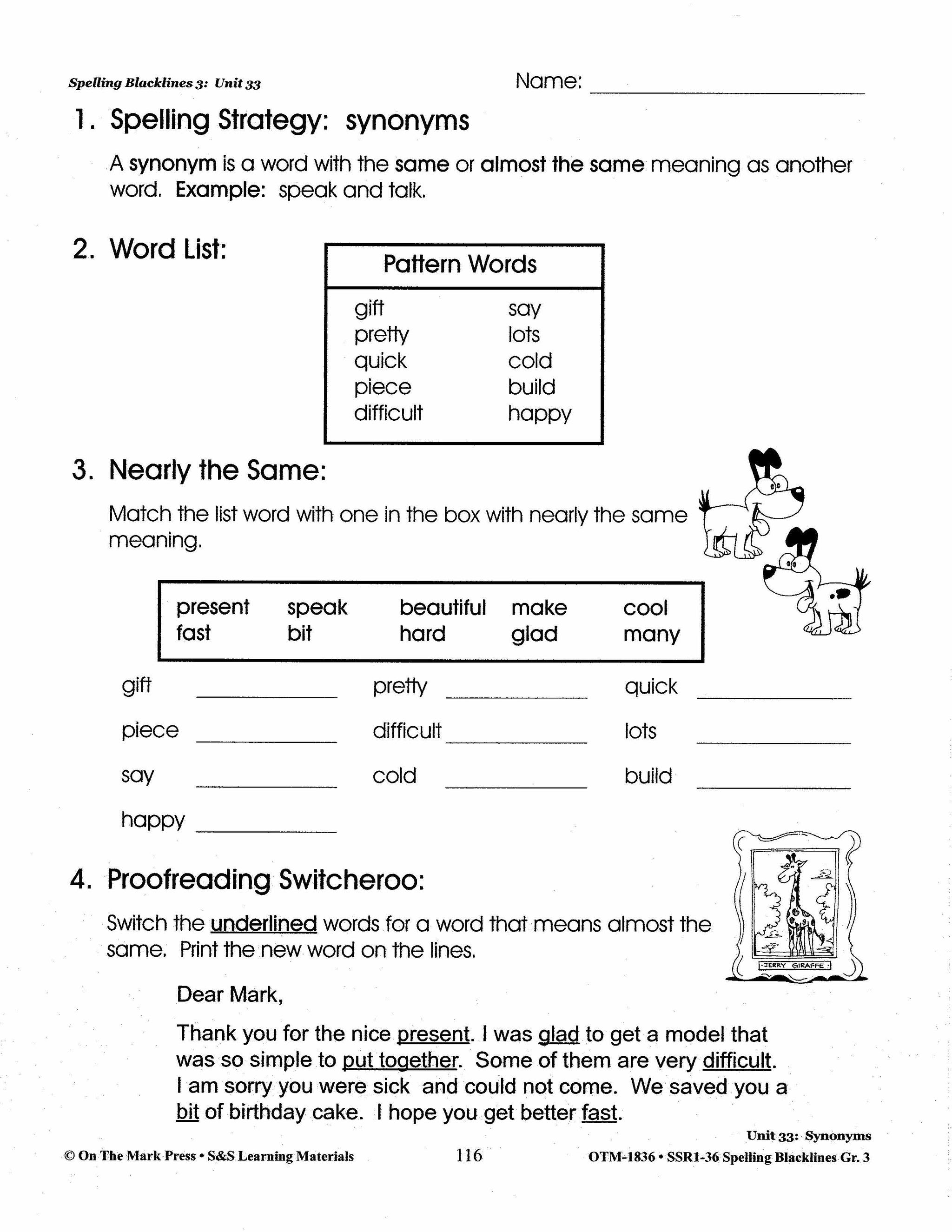 Spelling Grade 3 Worksheets - 36 Weeks - A FULL YEAR!