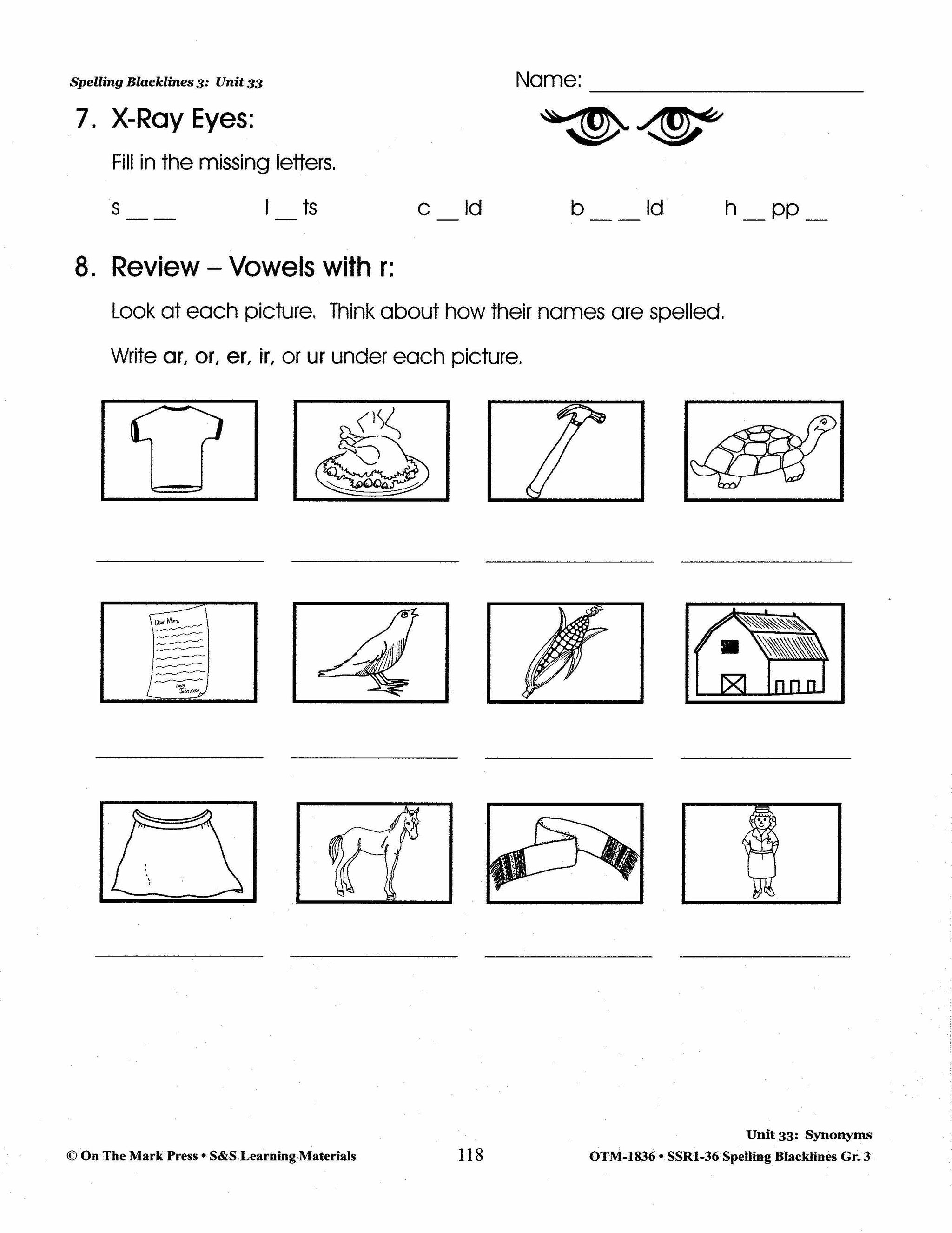 Spelling Grade 3 Worksheets - 36 Weeks - A FULL YEAR!