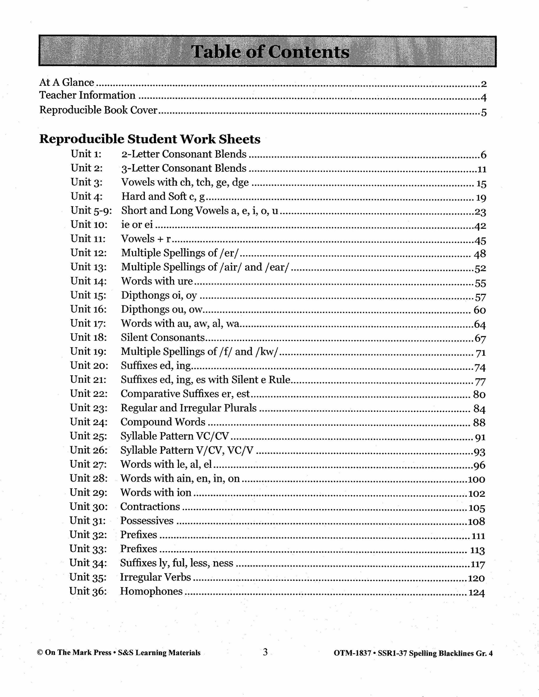 Spelling Grade 4 Worksheets - 36 Weeks - A FULL YEAR!
