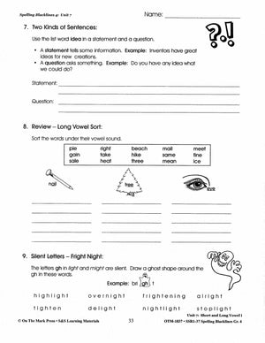Spelling Grade 4 Worksheets - 36 Weeks - A FULL YEAR!
