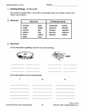 Spelling Grade 4 Worksheets - 36 Weeks - A FULL YEAR!