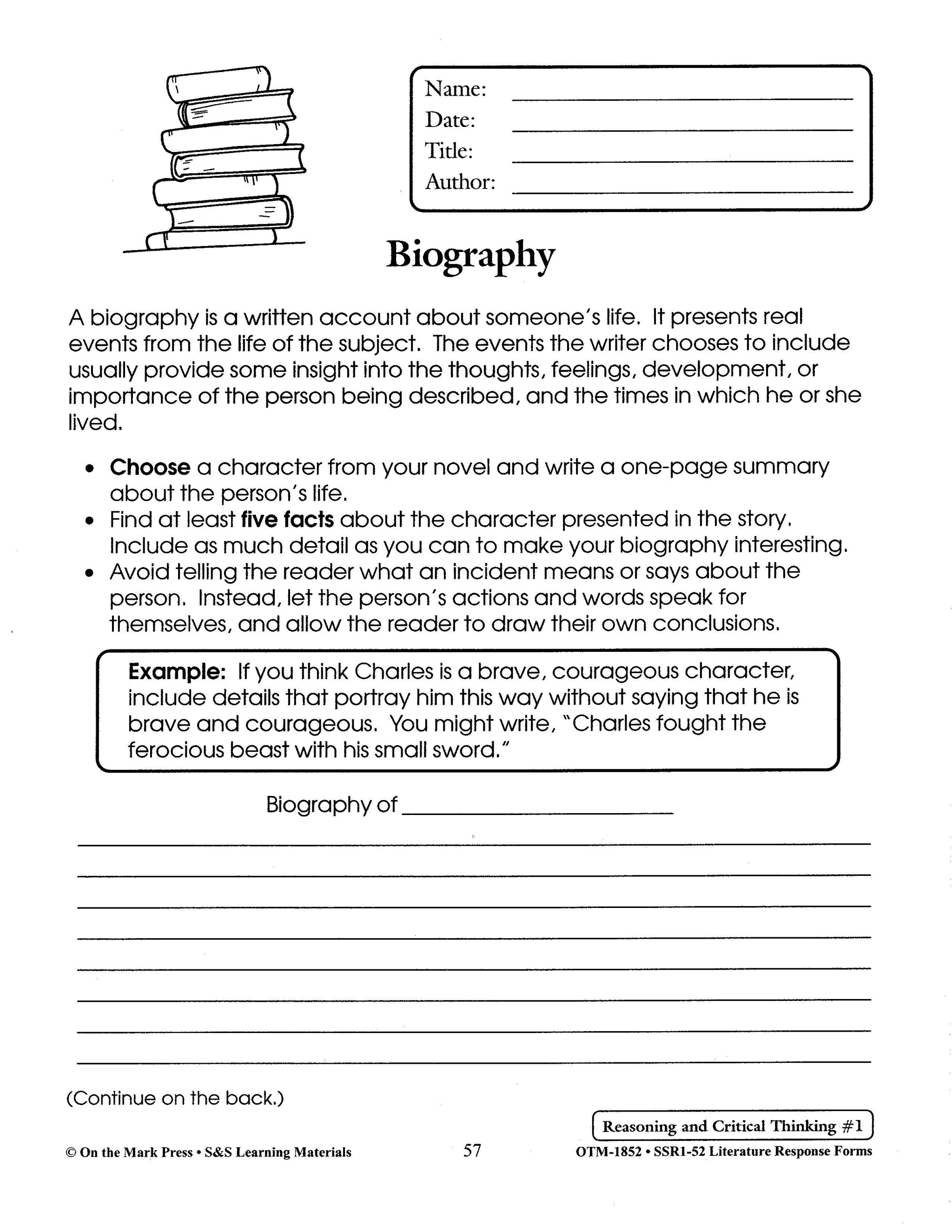 Literature Response Forms Grades 4-6