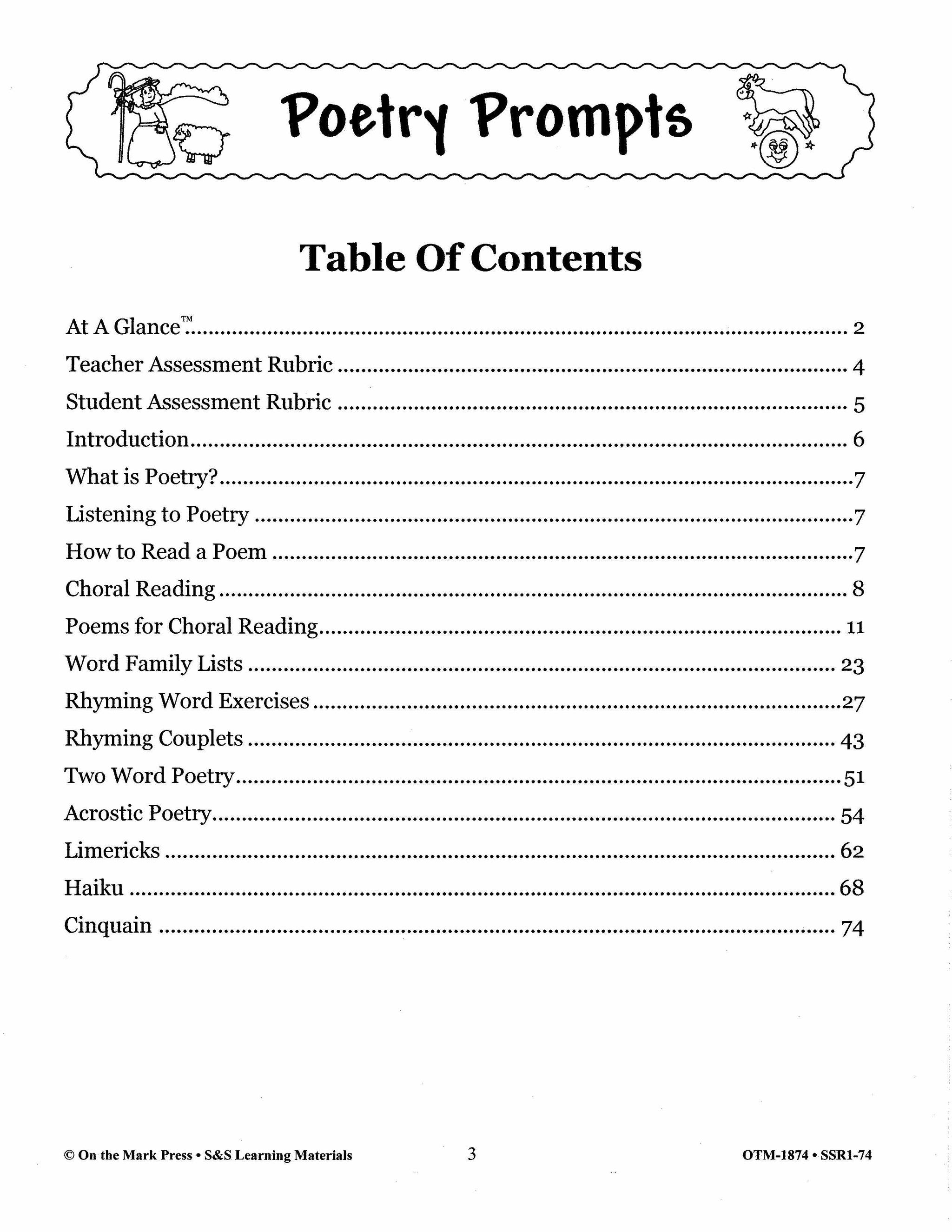 Poetry Prompts Grades 1-3