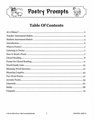 Poetry Prompts Grades 1-3