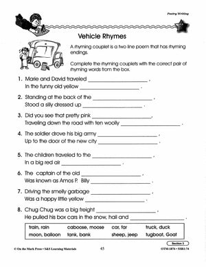 Poetry Prompts Grades 1-3