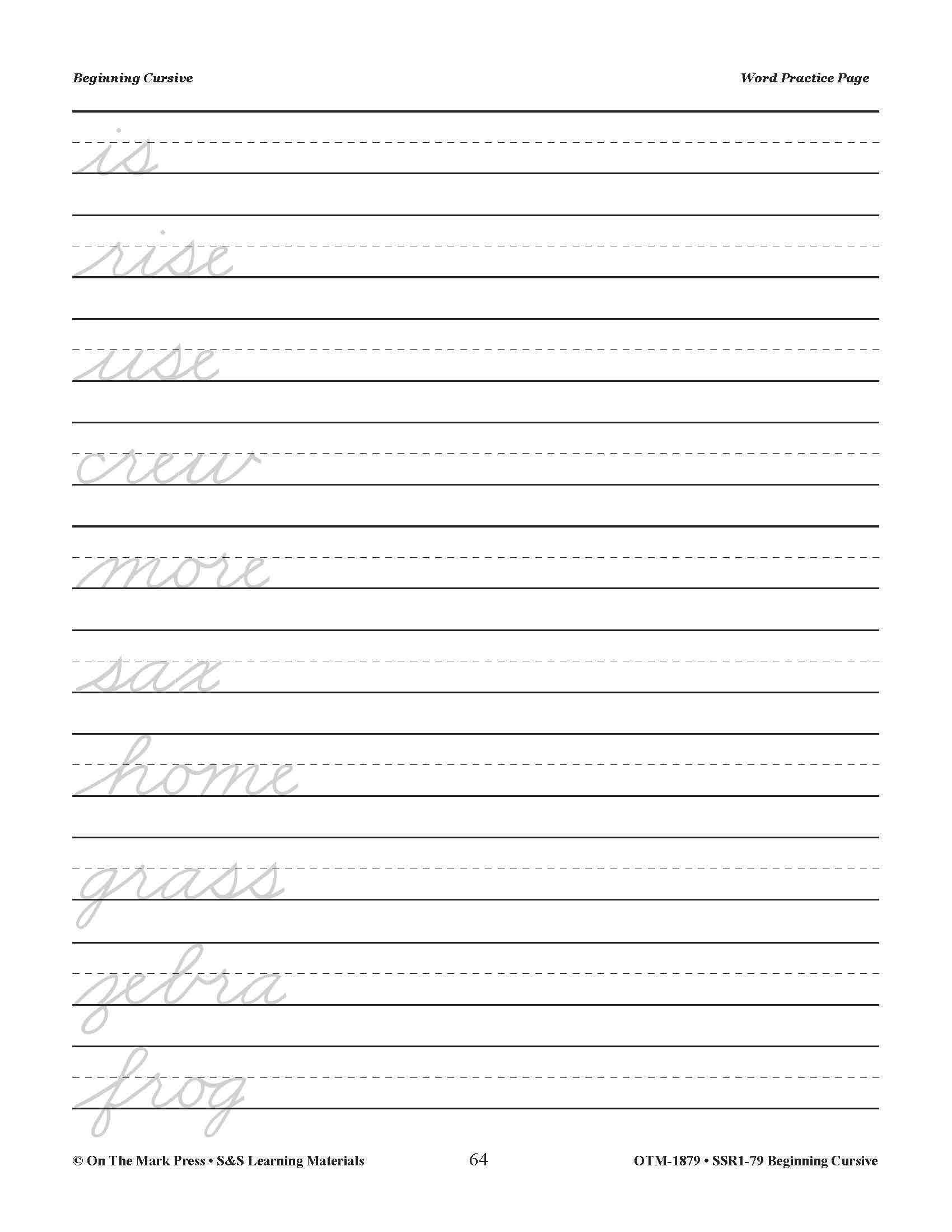 Traditional Cursive Handwriting Workbook Grades 2-4