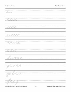 Traditional Cursive Handwriting Workbook Grades 2-4