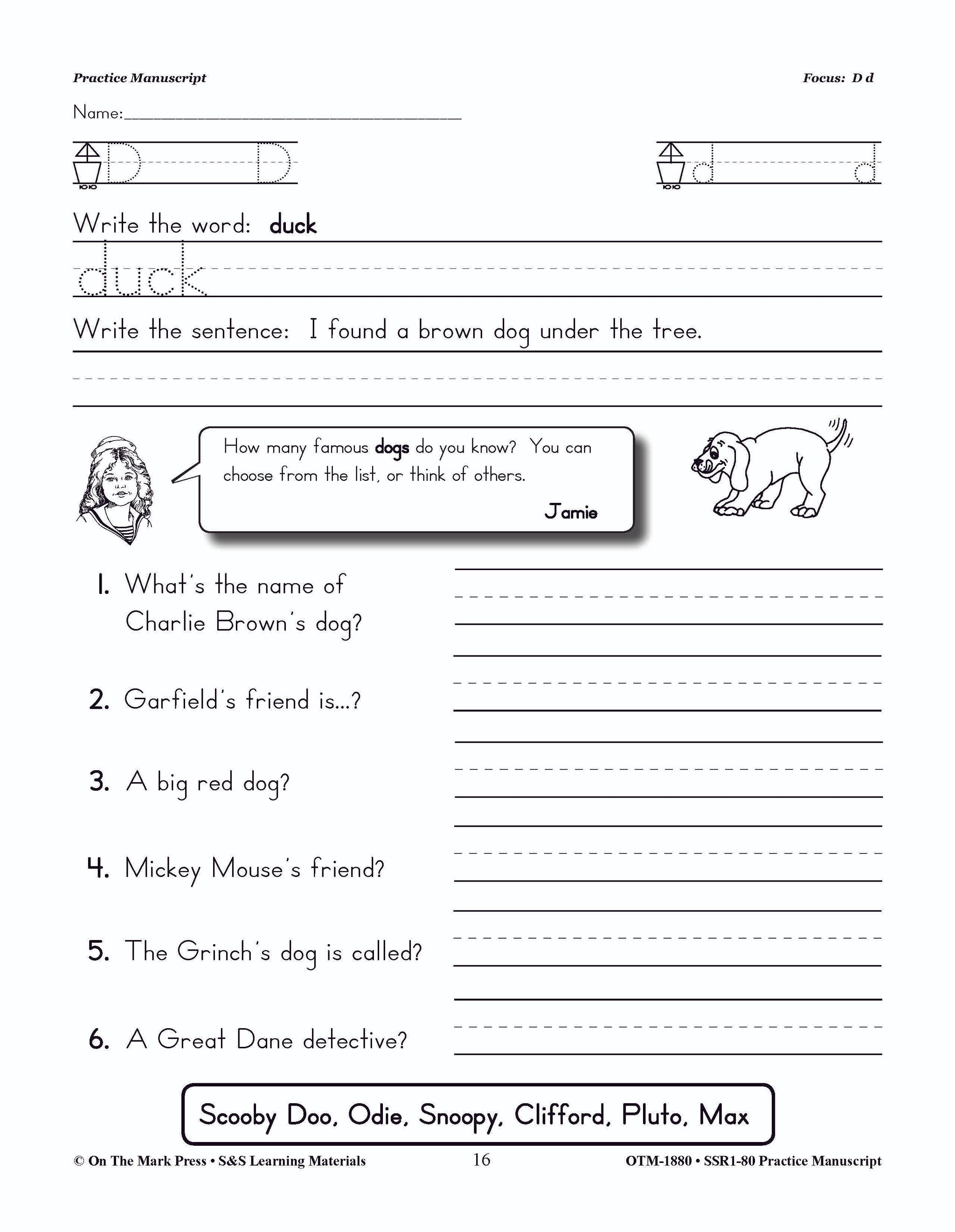 Traditional Manuscript Practice Workbook Grades PreK-2