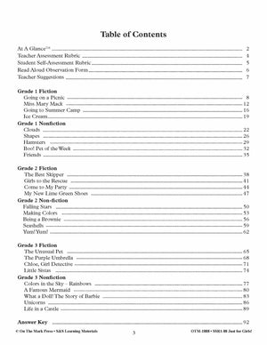 Just for Girls Grades 1-3 Reading Comprehension