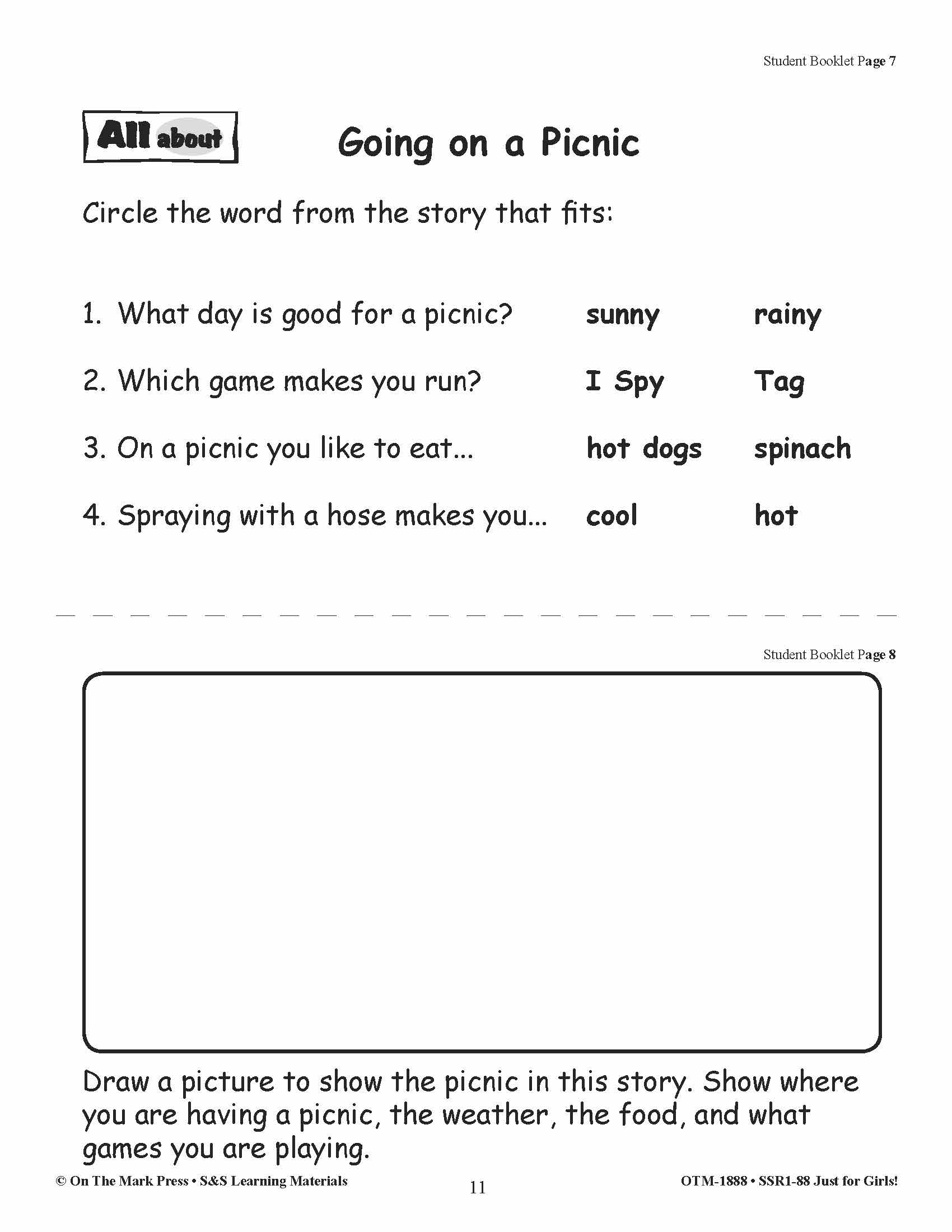 Just for Girls Grades 1-3 Reading Comprehension