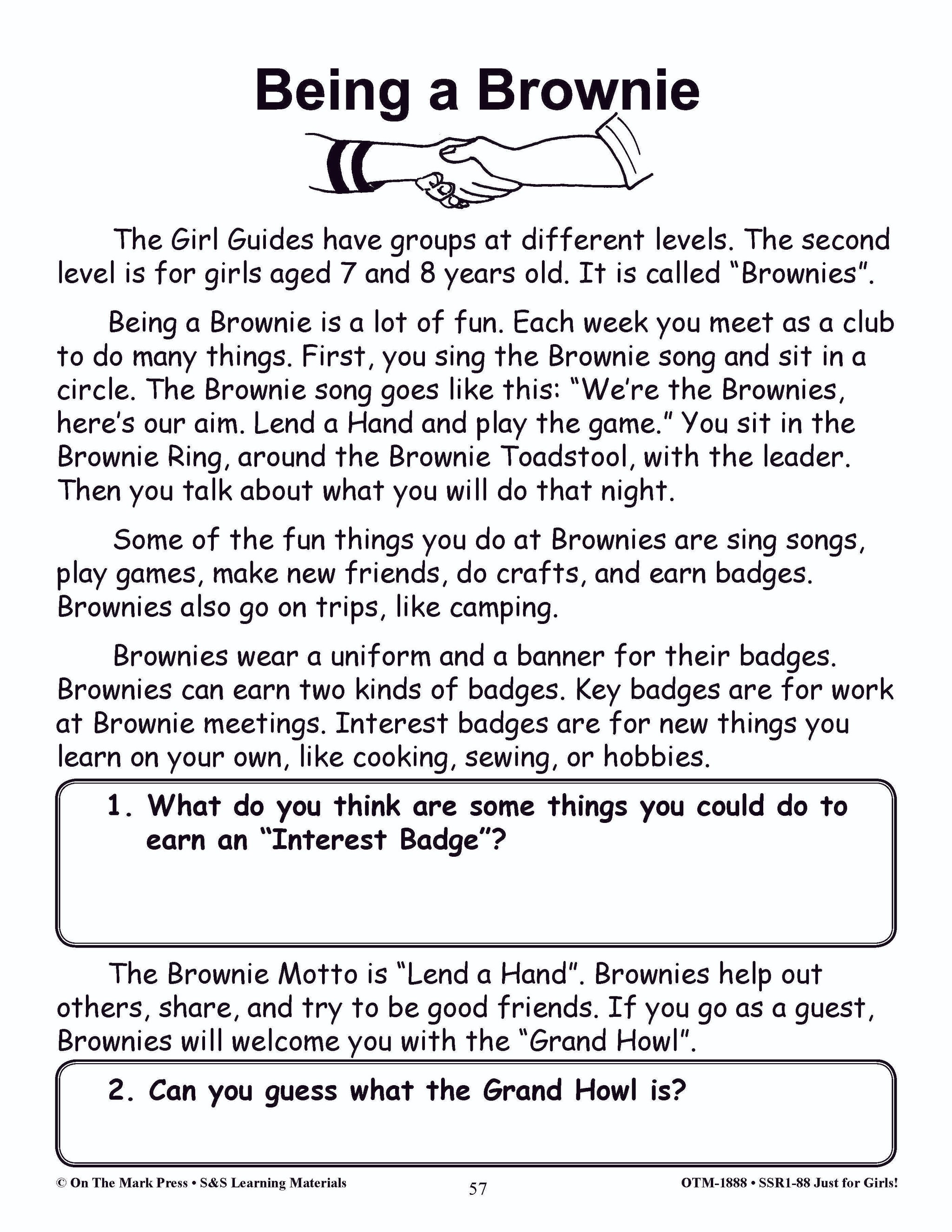 Just for Girls Grades 1-3 Reading Comprehension