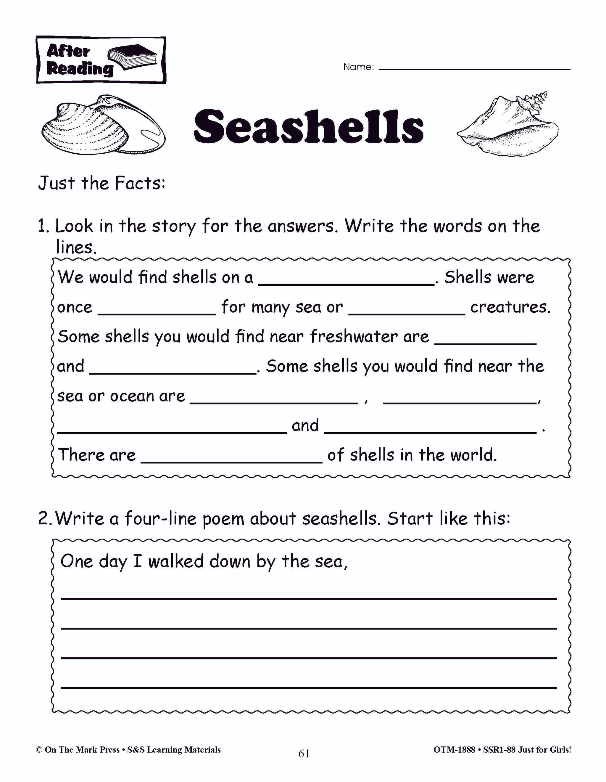 Just for Girls Grades 1-3 Reading Comprehension