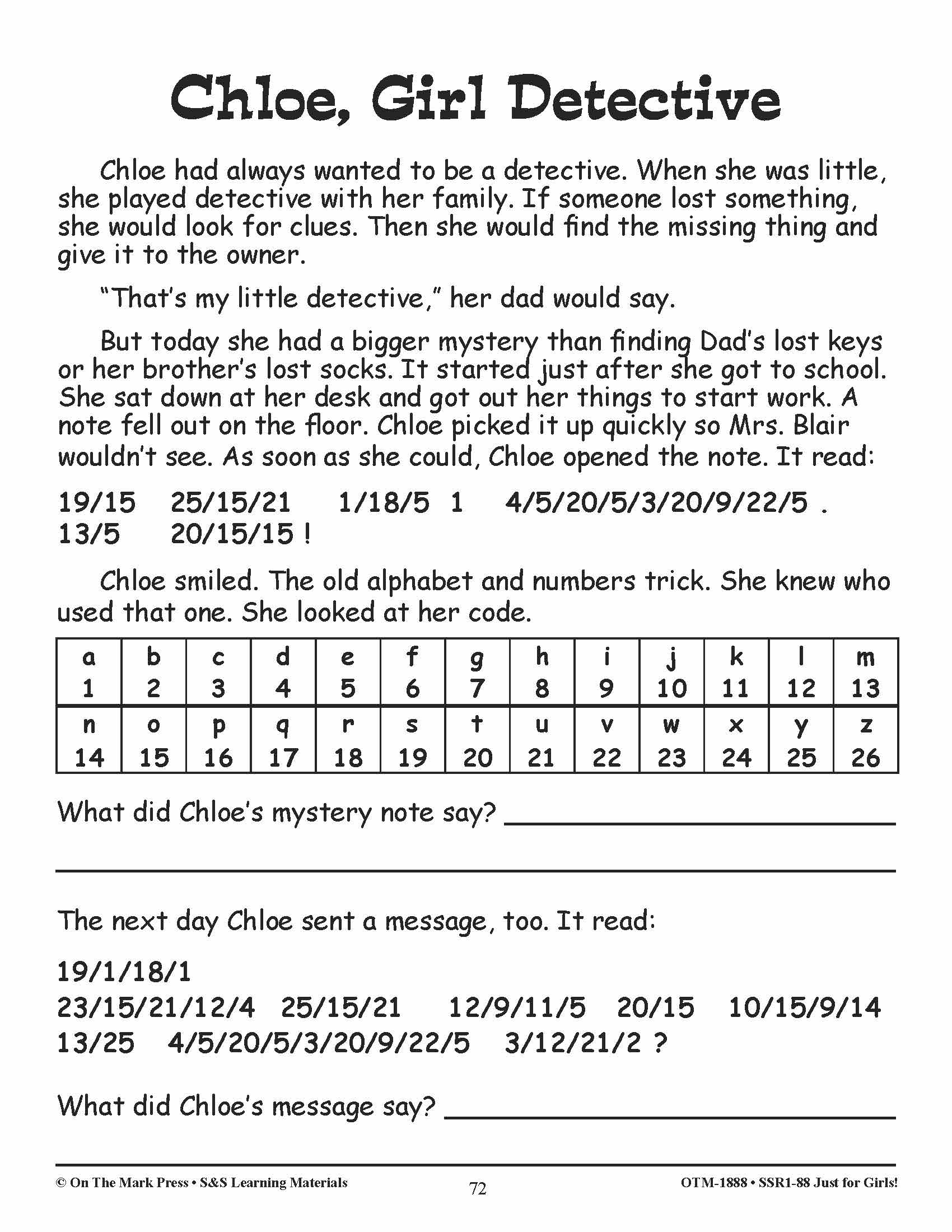 Just for Girls Grades 1-3 Reading Comprehension