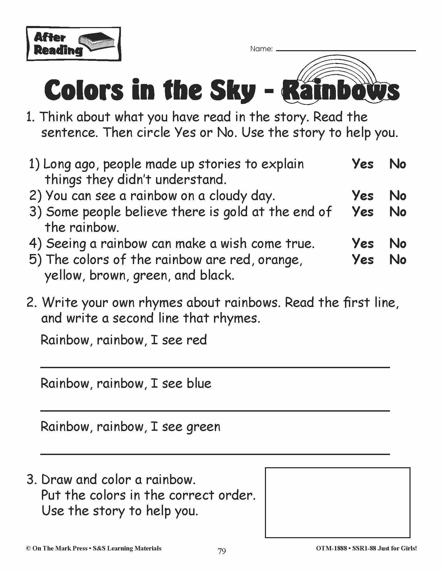 Just for Girls Grades 1-3 Reading Comprehension