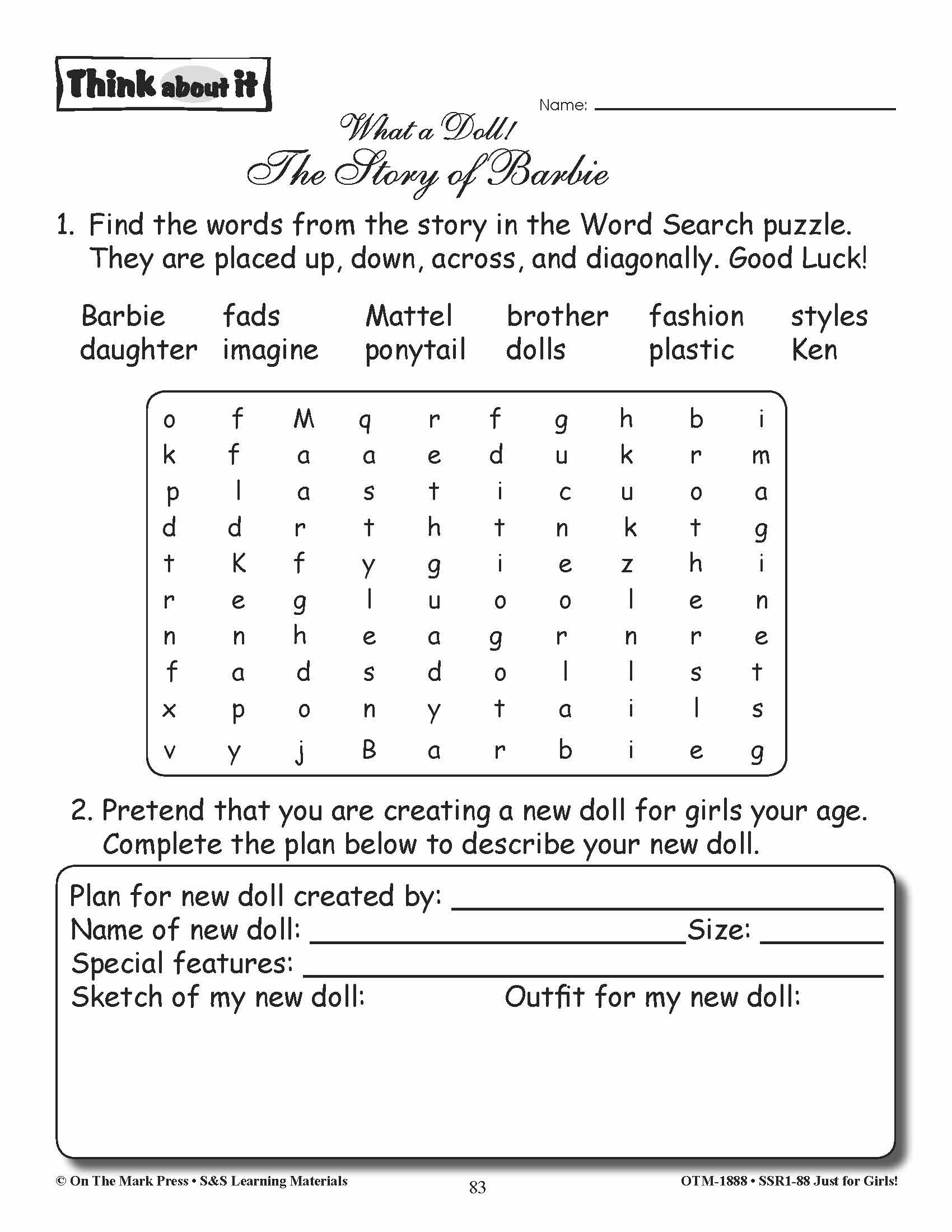 Just for Girls Grades 1-3 Reading Comprehension