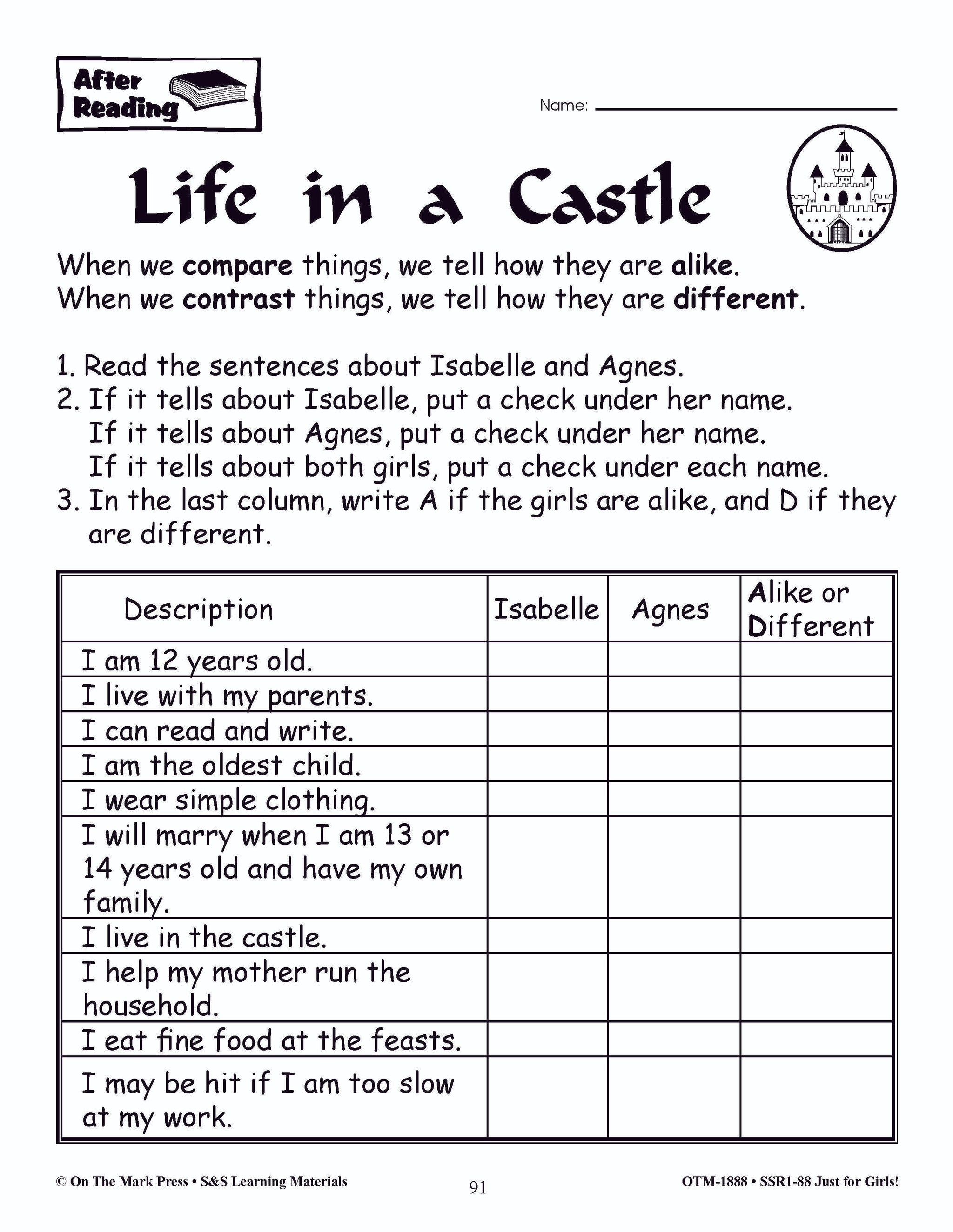 Just for Girls Grades 1-3 Reading Comprehension