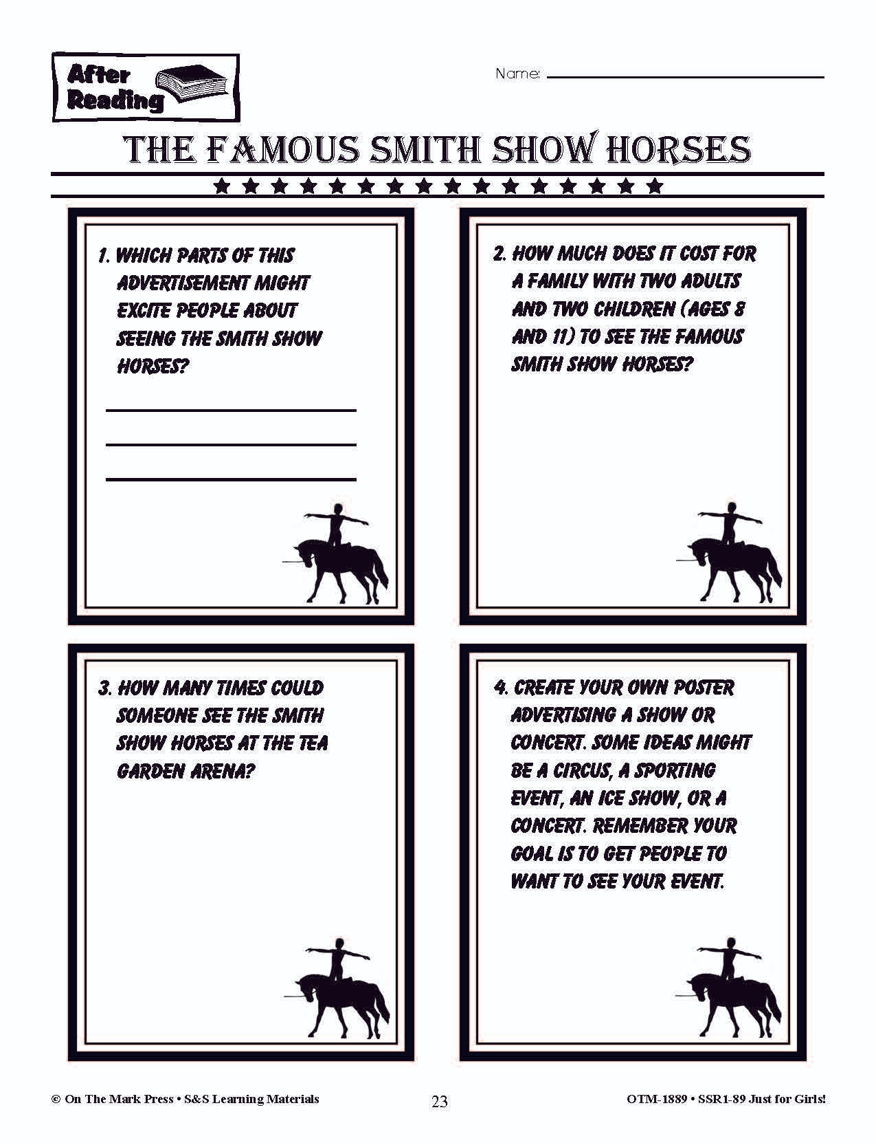 Fiction & Nonfiction Reading Just for Girls! Grades 3-6 Reading Comprehension