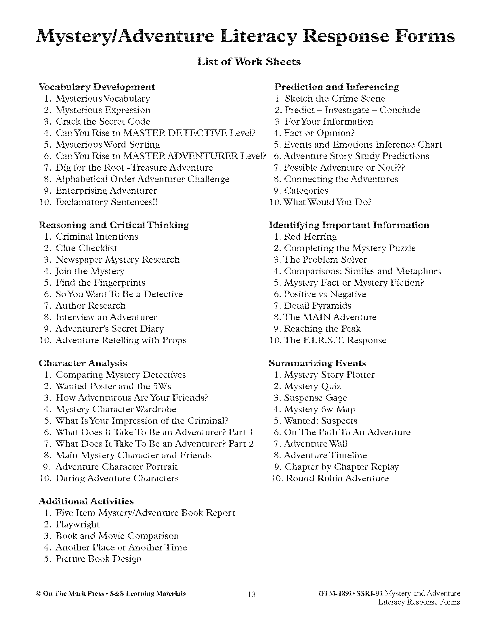 Reading/Literature Response 3 Book Savings Bundle! Grades 4-6