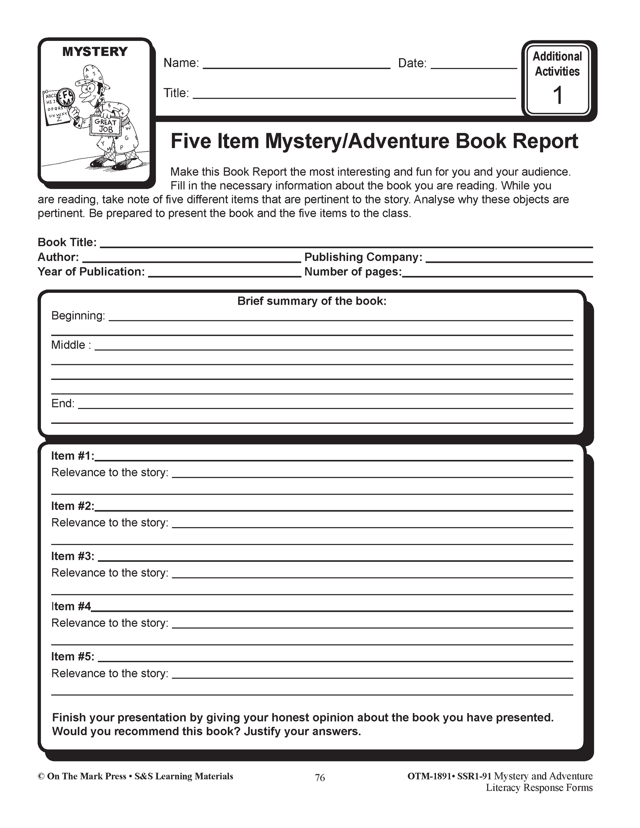 Reading/Literature Response 3 Book Savings Bundle! Grades 4-6