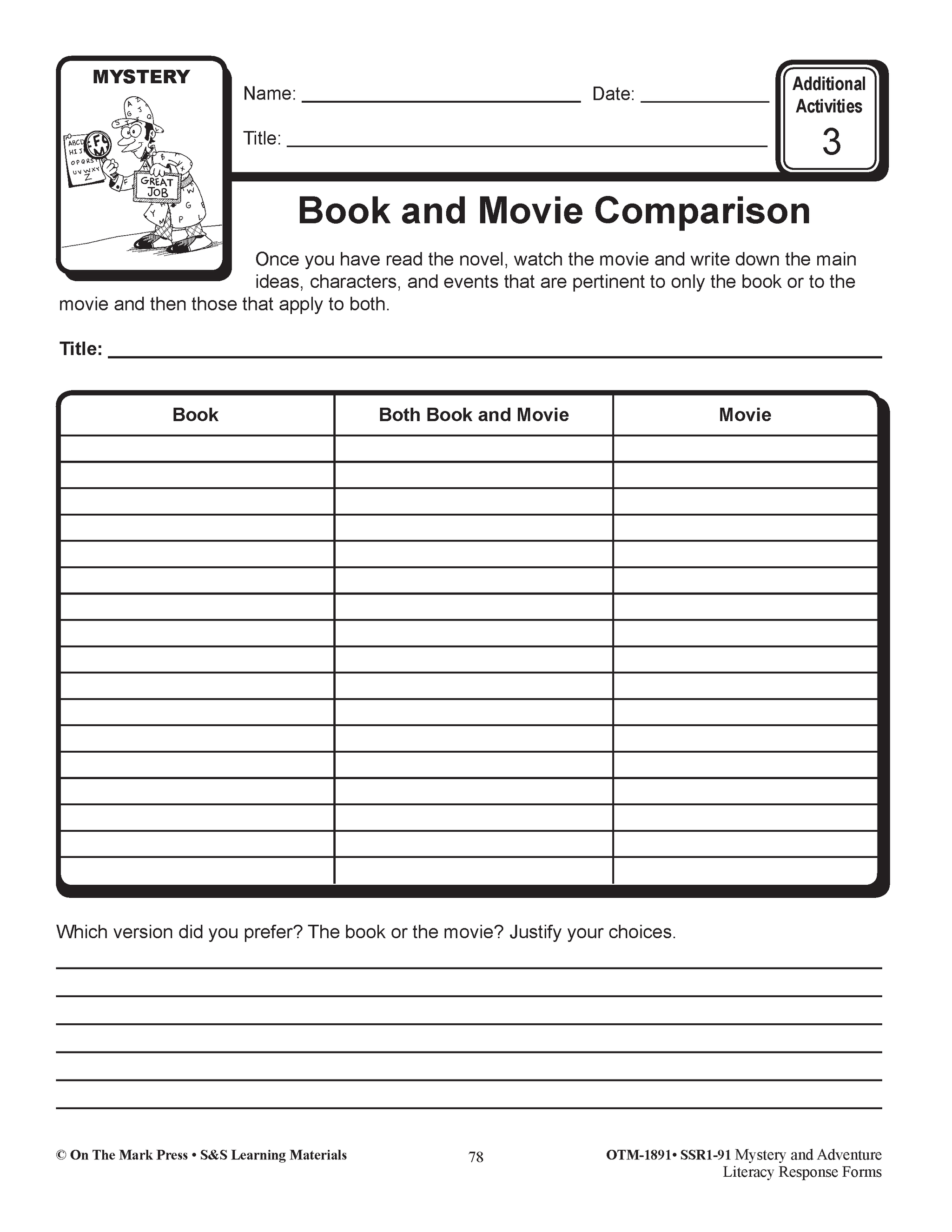 Reading/Literature Response 3 Book Savings Bundle! Grades 4-6