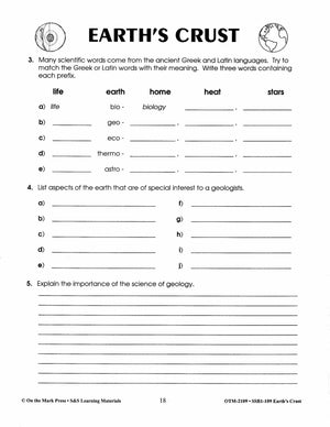 Earth's Crust Grades 6-8