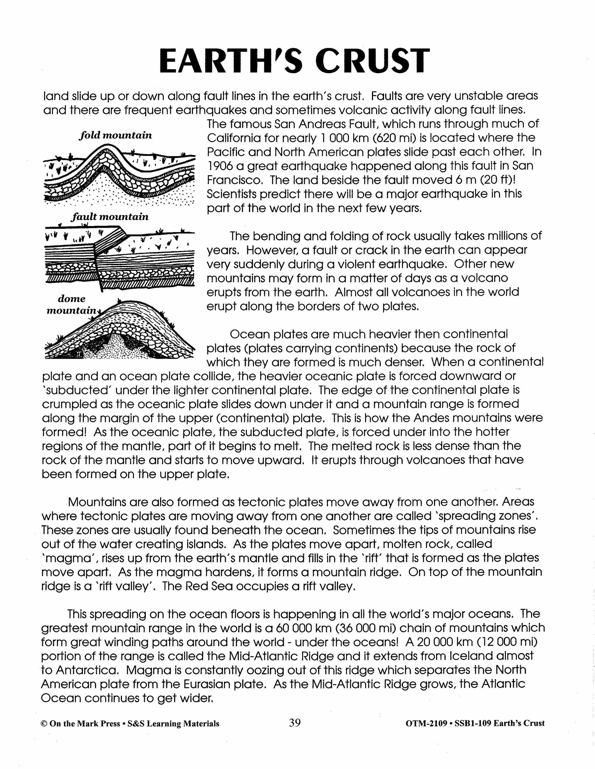 Earth's Crust Grades 6-8