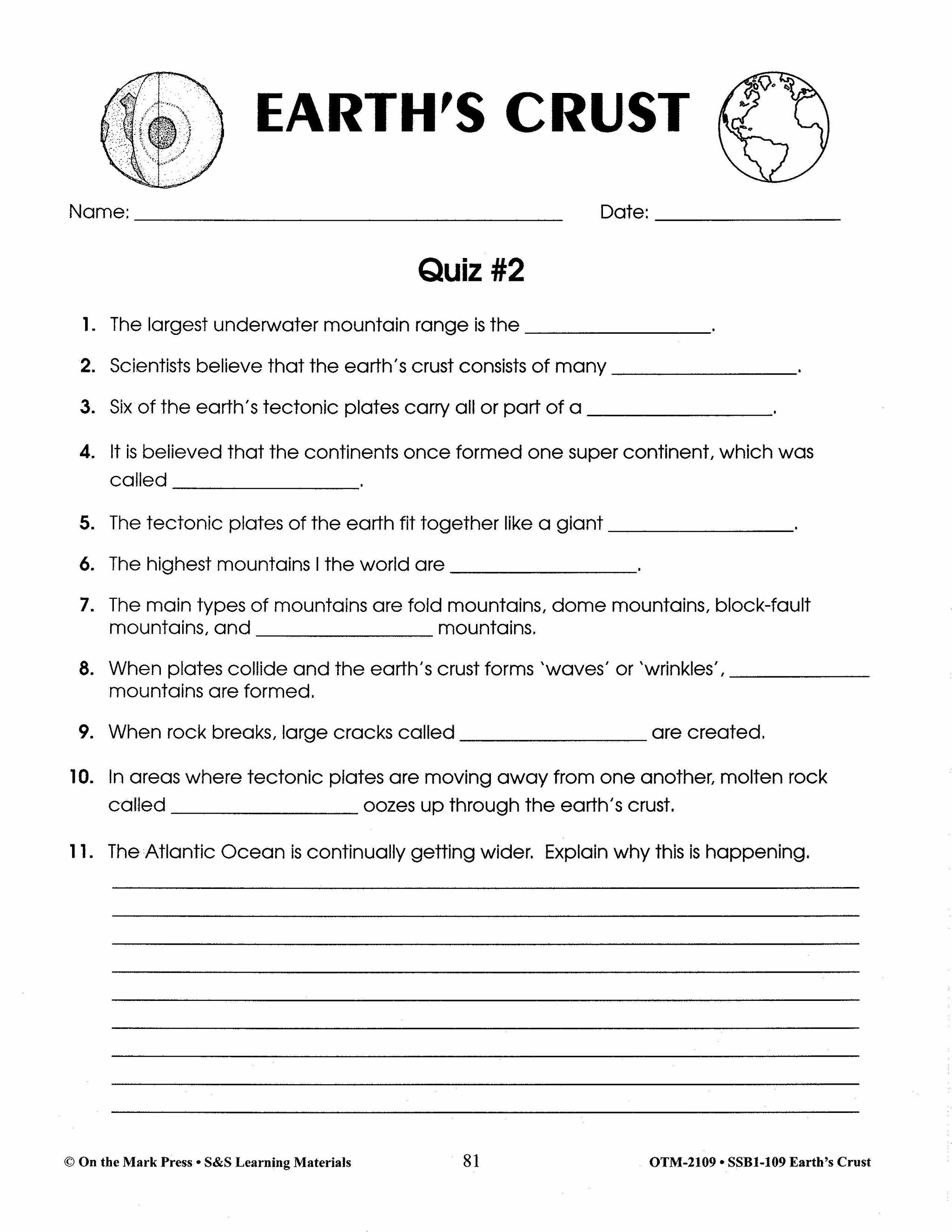 Earth's Crust Grades 6-8