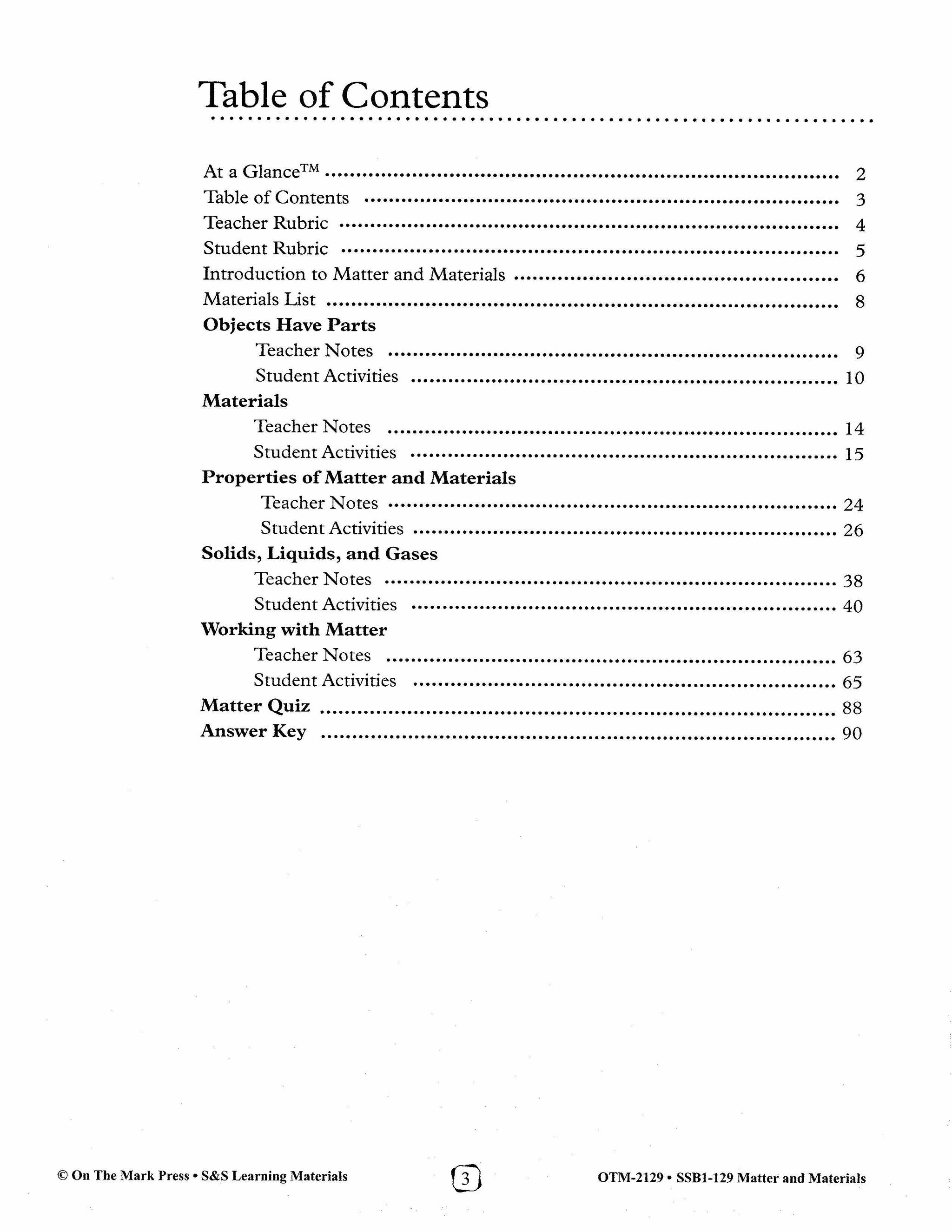 Matter and Materials Lessons and Experiments Grades 1-3