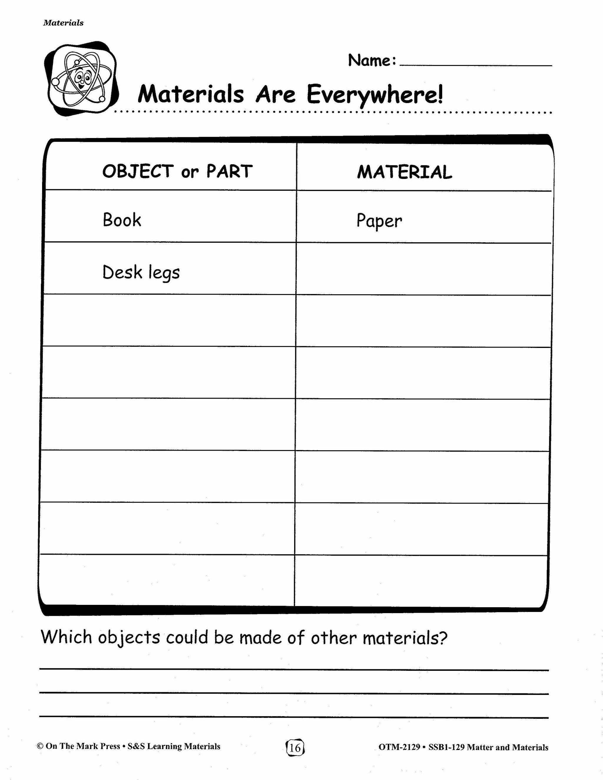 Matter and Materials Lessons and Experiments Grades 1-3