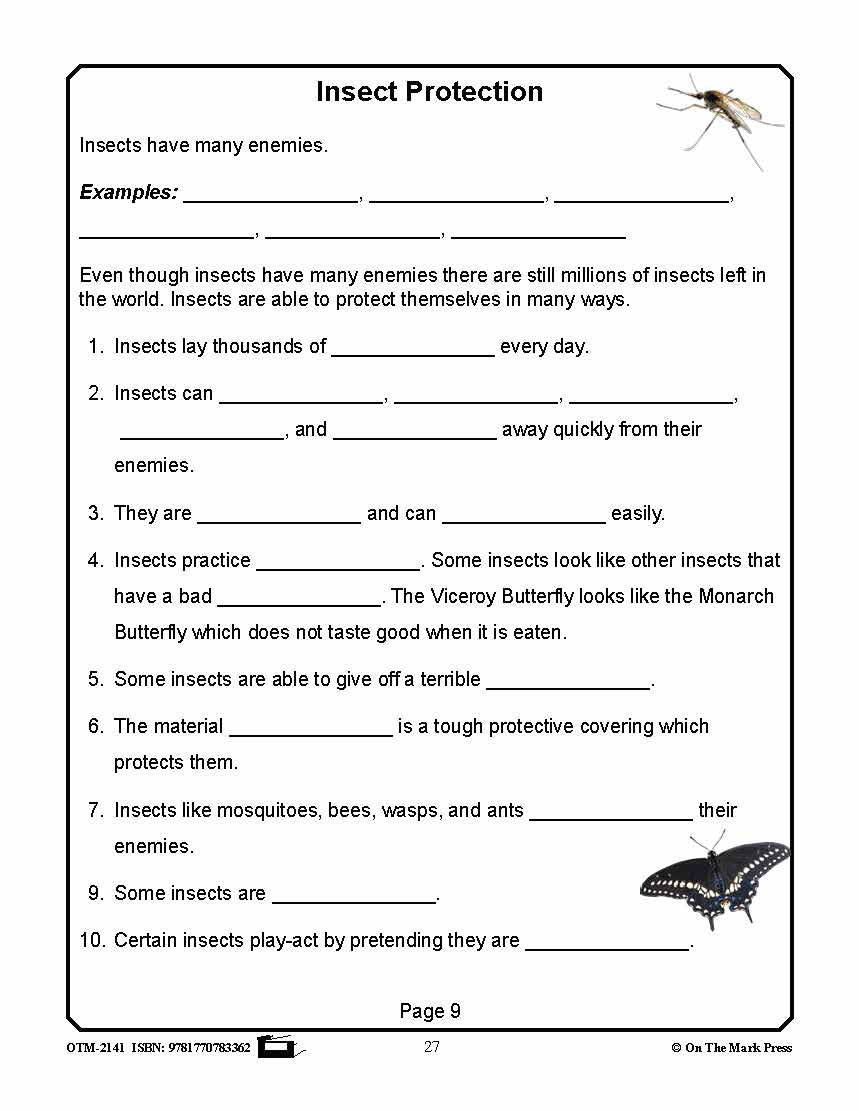 Amazing Insects Reading Worksheets and Cross - Curricular Activities Grades 4-6