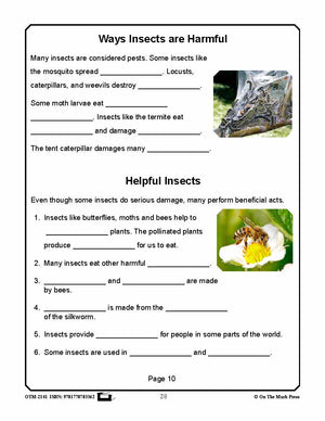 Amazing Insects Reading Worksheets and Cross - Curricular Activities Grades 4-6