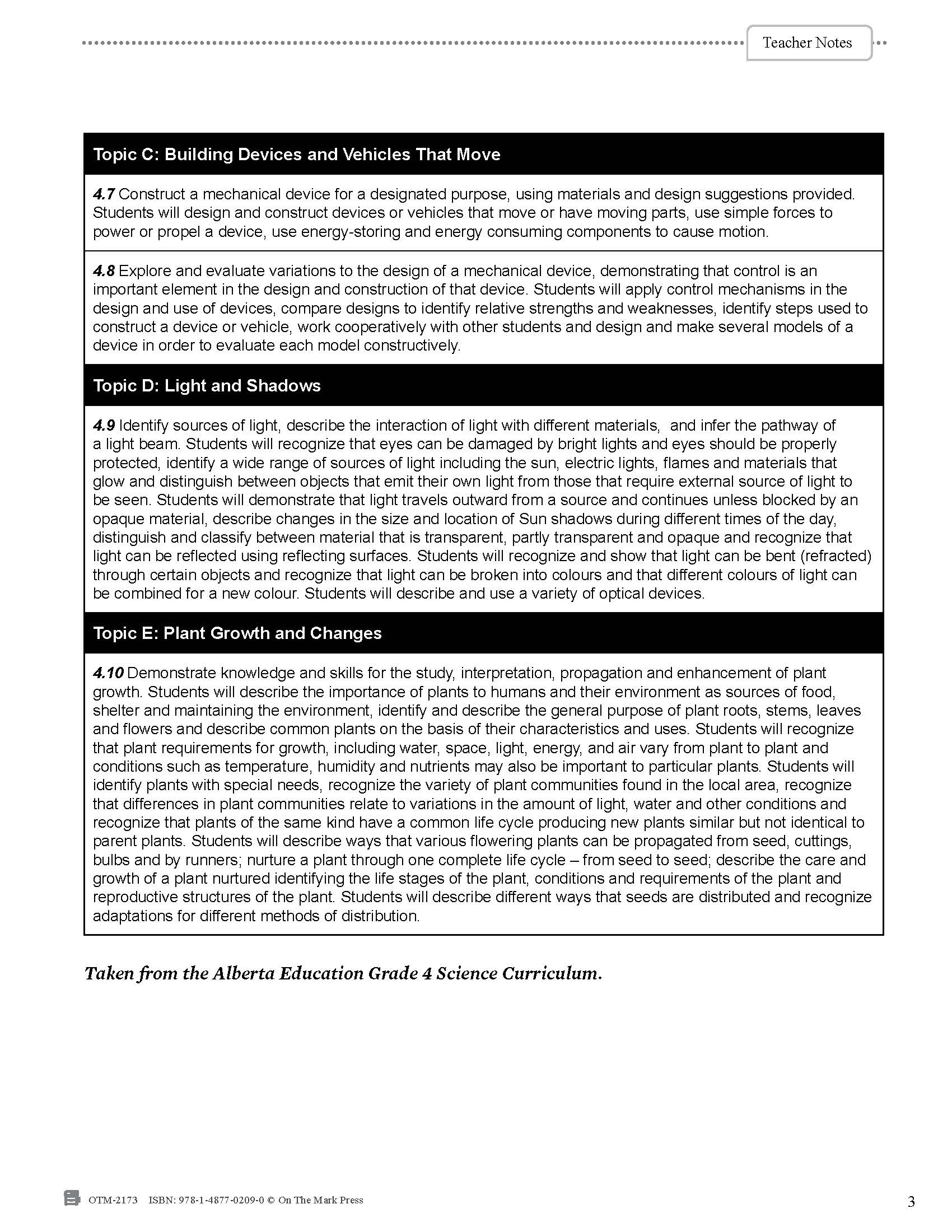 Alberta Grade 4 Science Curriculum - An Entire Year of Lessons!